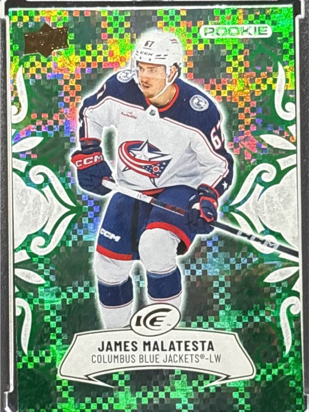 James Malatesta Rookie Hockey Trading Card - Green Emerald Prizm